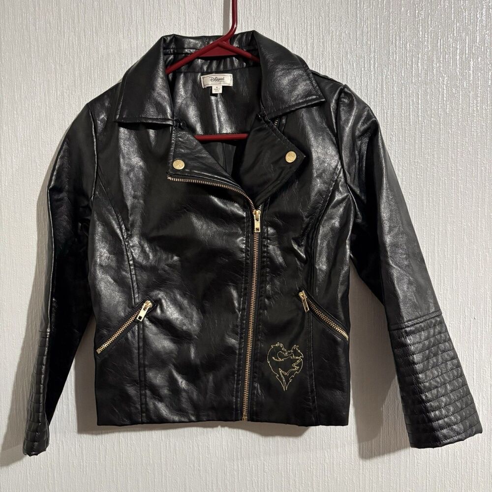 Disney D Signed Descendents Faux Leather Jacket Dragon Zip Moto Jacket Girls M